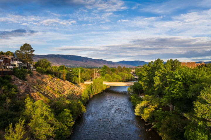 Image of the Keystone Avenue Bridge crossing a river.