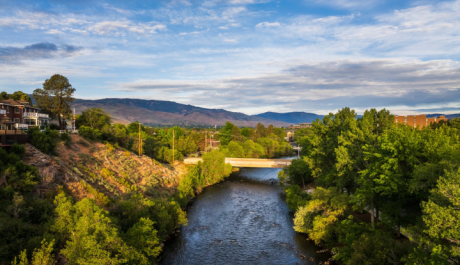 Image of the Keystone Avenue Bridge crossing a river.