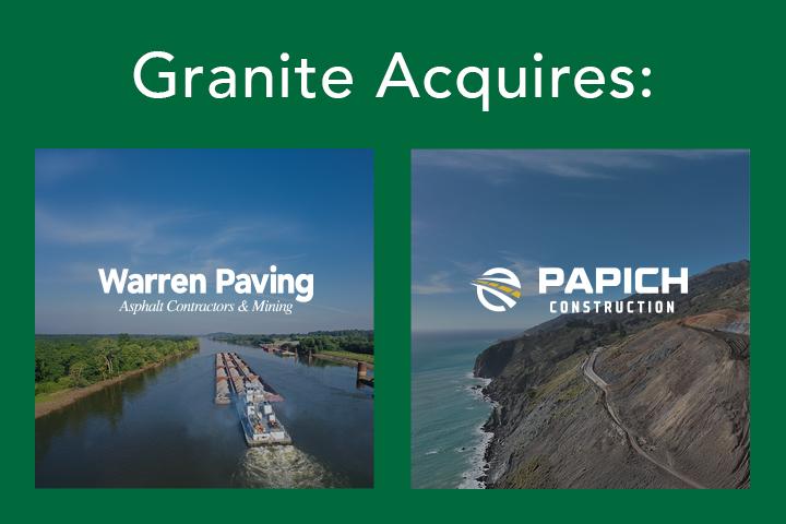 Granite Acquires Warren Paving and Papich Construction